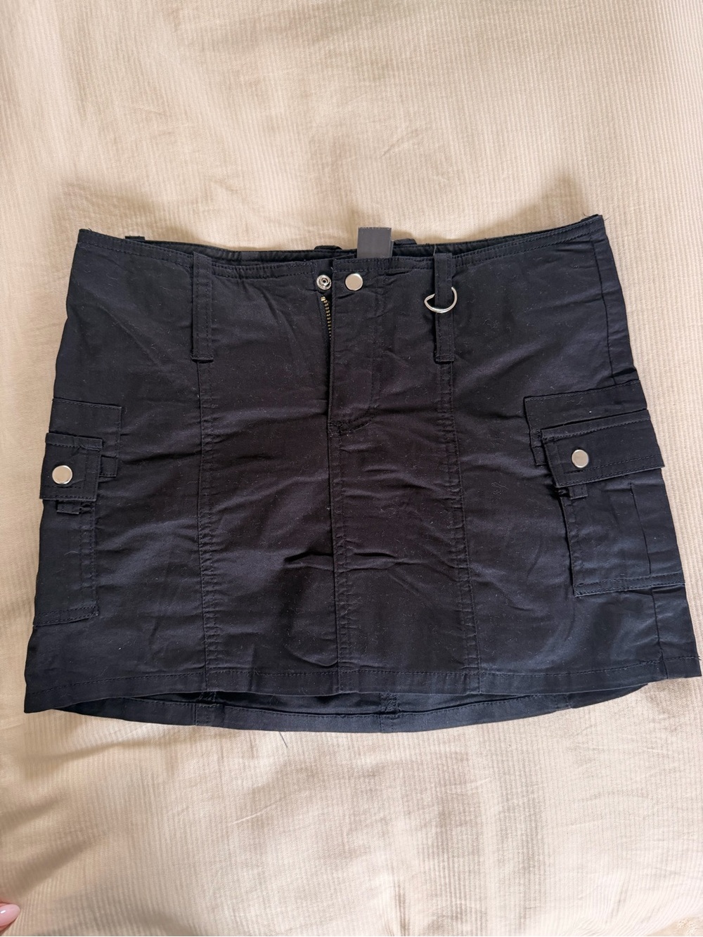 Bisou Bisou Black Cargo Mini Skirt with Utility Pockets